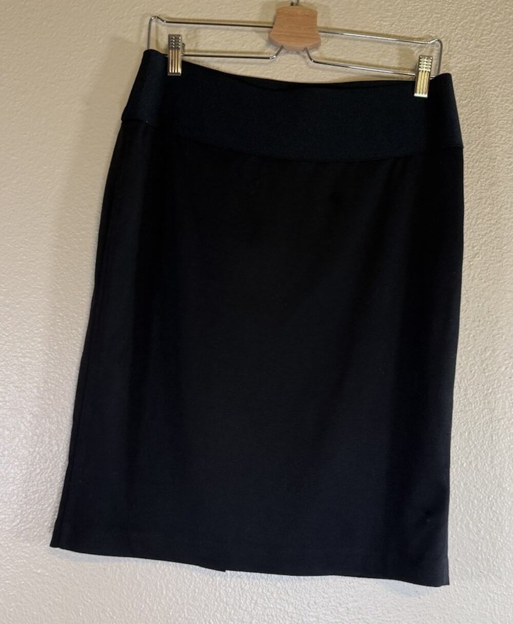 Chico's 1/Size Medium Pencil Skirt Black Stretch Pull-On Elastic Waist